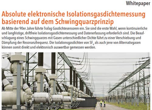 Cover vom Whitepaper "Absolute elektronische Isolationsgasdichtemessung, basierend auf dem Schwingquarzprinzip"